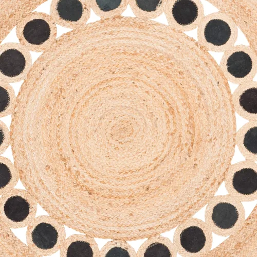 Vista 6 de SAFAVIEH Natural Fiber Round Collection NF370Z - Alfombra redonda de yute y cuero de 3 pies, hecha a mano, color beige y negro