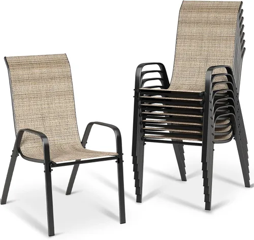 Vista 17 de MAMIZO Sillas de comedor para patio, silla Teslin apilable para todo tipo de clima, juego de sillas transpirables resistentes al aire libre