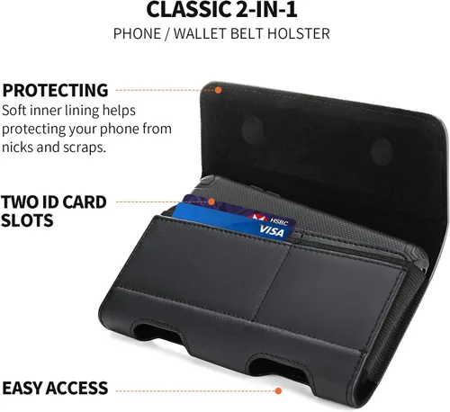 Vista 2 de BECPLT Funda para Google Pixel 9 Pro / 8 Pro / 6 / 4 XL con funda de cuero y clip para cinturón (negro)