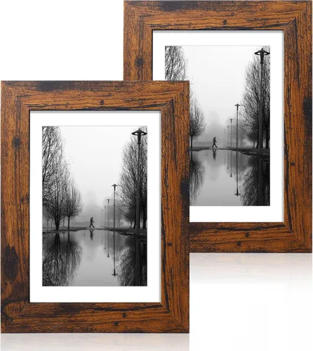 Vista 54 de iRahmen - Juego de 2 marcos de fotos de 4 x 6, marco de madera negro con cristal de alta definición, para mostrar fotografías de 3.5 x 5