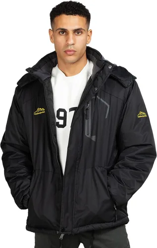 Vista 5 de CorBuyit Chaqueta de esquí con capucha para hombre, abrigo impermeable de invierno para nieve