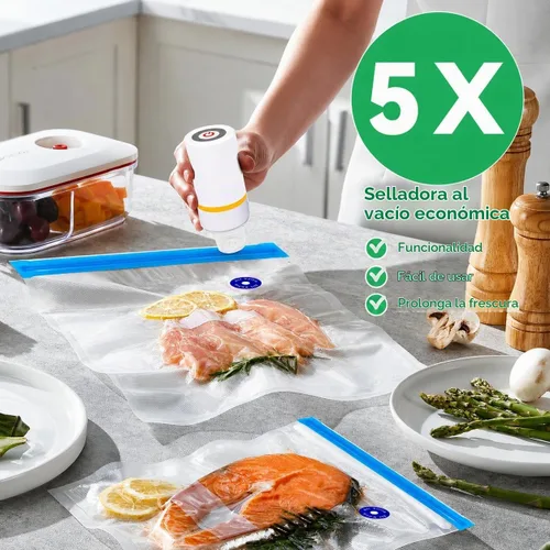 Vista 2 de Juego de 42 selladores al vacío Sous Vide, 30 bolsas reutilizables, 5 clips y clips de sellado para cocinas Anova, Joule
