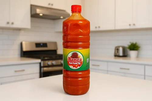 Vista 4 de Aceite de palma roja de Banga Nigeriana, sin colesterol, certificado Halal, 2 litros