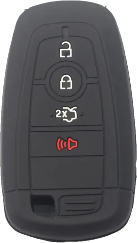 Vista 5 de 2 fundas de silicona de goma negra con 4 botones para llavero inteligente sin llave compatible con Ford Edge Bronco Ranger Escape Explorer Maverick