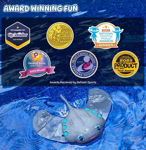 Vista 7 de Juguetes de Piscina para Niños: Juguete de Torpedo Raya de Piscina para Nadar - Juguete de Agua Autopropulsado que se Desliza Bajo el Agua - Los