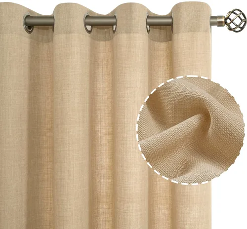 Vista 40 de LAMIT Cortinas de Lino Blancas Semitransparentes para Dormitorio, Paneles Filtrantes de Luz, Cortinas de Lino con Ojales de Protección de Privacidad