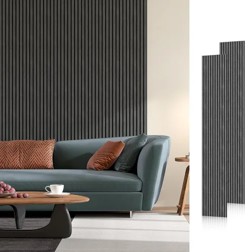 Vista 12 de SMARTSTANDARD Paneles acústicos de listones de madera de muestra, panel de pared de listones de madera insonorizado, nogal, paquete de muestra