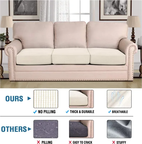 Vista 40 de H.VERSAILTEX Fundas de Cojín de Asiento Individuales Super Elásticas Fundas de Sofá Fundas de Cojín de Sofá Fundas Deslizables Juegos Tela de Sarga