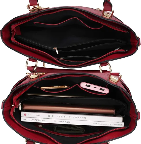 Vista 5 de MKF - Bolsa de mano para mujer Bolsa de cuero sintético con asa superior bolso para mujeres