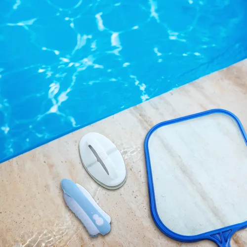 Vista 5 de Kit de 8 accesorios de limpieza de spa, kit de mantenimiento de piscinas pequeñas con red de espumadera, cepillo de fregado y cepillo de esponja