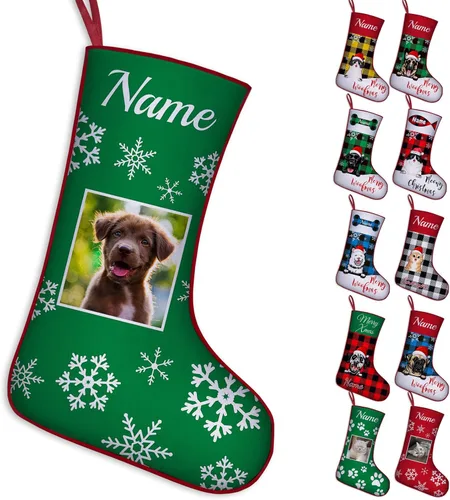 Vista 19 de Calcetines de Navidad personalizados para perros y gatos, 42 patrones de perros y mascotas, calcetines de Navidad personalizados con nombres, adorno