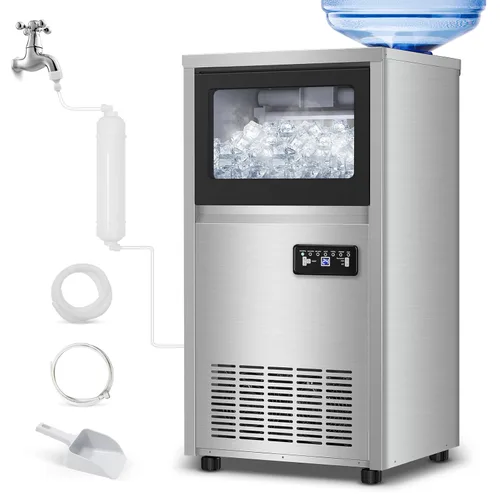 Vista 9 de Máquina de hielo Nugget para encimera 40 libras/día, contenedor de hielo de 10 libras, máquina de hielo de pellets suaves masticables de acero