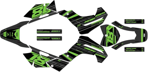 Vista 6 de Kit de gráficos para Kawasaki KLX140R (2019-2023) Warrior Series Blue 09 Mil - Adhesivos para motocicleta Dirt Pit Bike Motocicleta, accesorios
