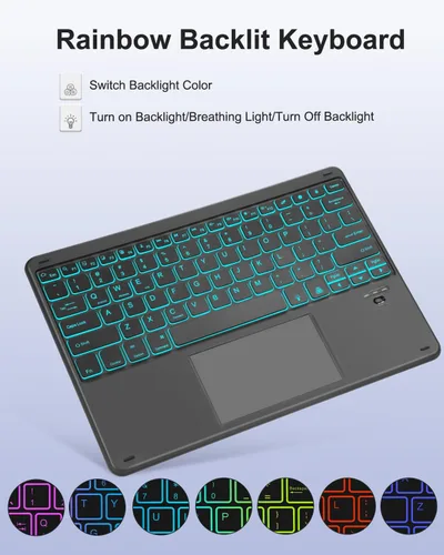 Vista 5 de EAMPANG Funda con teclado Trackpad Mouse para Samsung Galaxy Tab S10+ Plus/S9 FE+ Plus/S9+ Plus/S8+ Plus/S7 FE/S7+ Plus 12.4 pulgadas, Smart