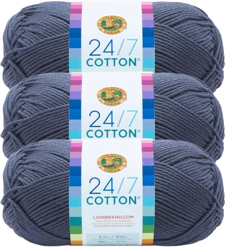 Vista 81 de Lion Brand Yarn - Hilo ligero 24/7 de algodón para tejer, hacer ganchillo y manualidades, Ámbar, paquete de 1 Light Worsted 100% Mercerized Cotton