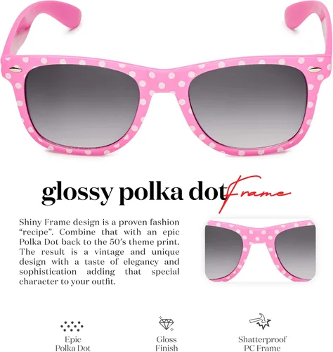Vista 3 de Retro Rewind Gafas de sol vintage a la moda de lunares para mujer UV400