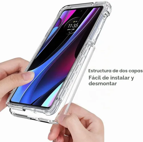 Vista 4 de Funda para Moto Edge + 2022/Edge 30 Pro/Edge X30 XT2201-1 con protector de pantalla de vidrio templado, suave 360 cuerpo completo a prueba