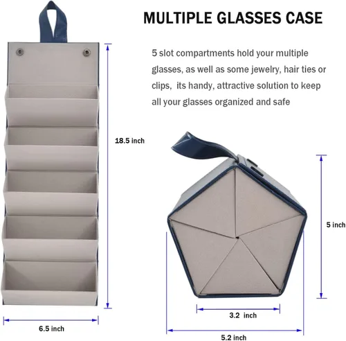 Vista 4 de Soporte organizador de almacenamiento de gafas de sol plegable con 5 compartimentos de ranura para múltiples lentes