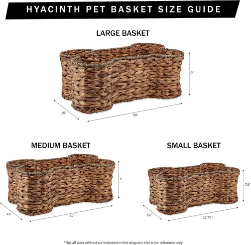 Vista 8 de Bone Dry Pet Storage Collection, cesta de juguete de jacinto en forma de hueso, marrón oscuro, mediana - 21 x 13 x 8 pulgadas