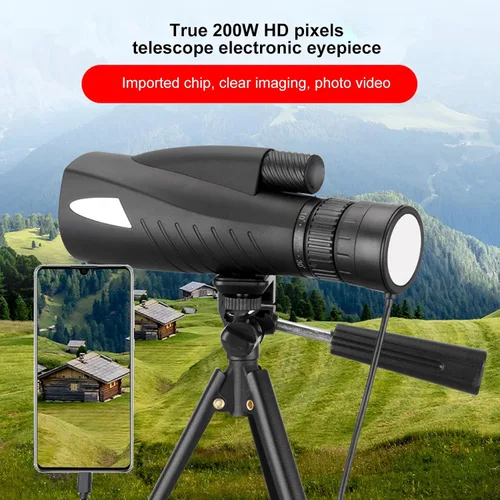 Vista 2 de Telescopio digital con cámara ocular electrónica, cámara ocular digital de píxeles de 200 W, cable USB C, control por aplicación, compatible