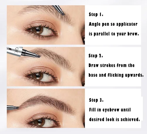 Vista 4 de Bolígrafo de cejas de 5 colores, microrelleno líquido natural para cejas, maquillaje para cejas (#1 marrón)