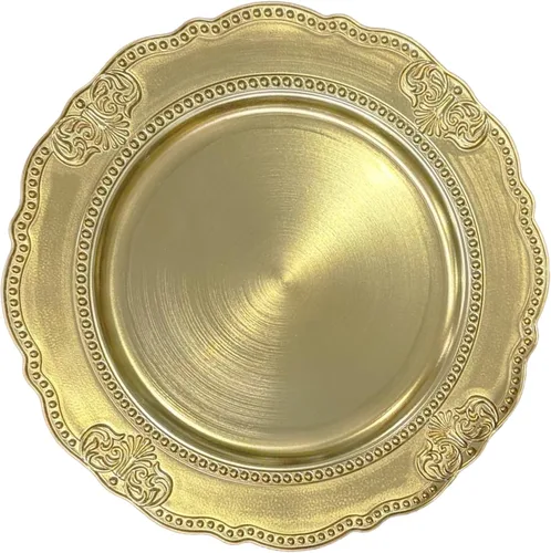 Vista 9 de Platos Base Blancos Antiguos de 13", Plato Base Redondo para Platos de Cena, Platos Base Estilo Granja, Platos Base Rústicos para Fiestas, Cenas