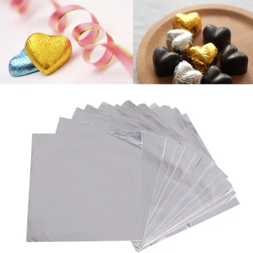 Vista 2 de Wowagoga Envoltorios de papel de aluminio para dulces, 6 x 6 pulgadas, papel de aluminio dorado, envoltorios de chocolate para dulces caseros