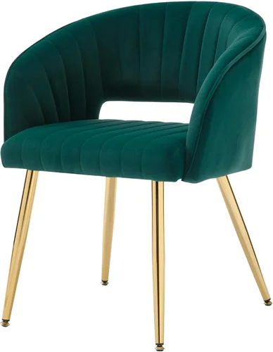 Vista 19 de Sillas de escritorio para oficina en casa Westice, silla de escritorio de terciopelo moderna, silla giratoria de tocador con base dorada ajustable