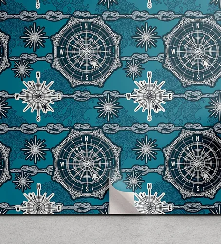 Vista 24 de Lunarable Papel tapiz victoriano de despegar y pegar para el hogar, motivos florales griegos romanos europeos, estilo Art Nouveau inspirados