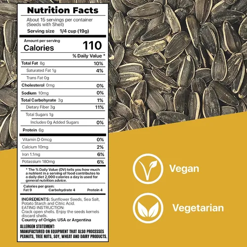 Vista 2 de MIXED NUTS - Semillas de girasol tostadas de Premium Orchard – Semillas de girasol originales ligeramente saladas en cáscara con sal marina, sin