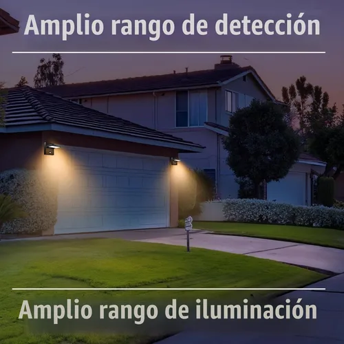 Vista 4 de Luz exterior con sensor de movimiento, luces LED de seguridad de 900 lúmenes, impermeables, con cabezal ajustable de 120°, iluminación de pared IP54