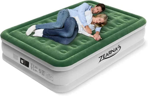 Vista 10 de Zearna Colchón de aire tamaño twin con bomba incorporada, colchón inflable resistente de 16", colchón de aire inflable con superficie superior