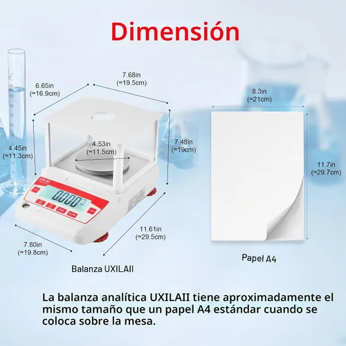 Vista 8 de Balanza analítica 7.05 oz x 0.00 oz GN ct Unidad Laboratorio Científico Balanza Electrónica Balanza Pantalla LCD con RS232 para Escuelas