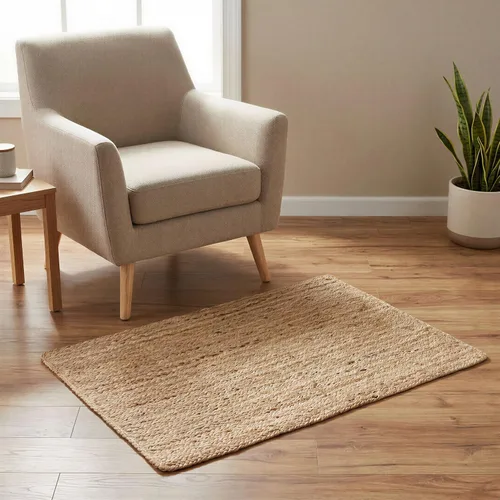 Vista 26 de REDEARTH · Alfombra Redonda – Alfombra de Yute Natural Embrace de 5 Pies, Trenzada Festoneada de Abaca, Hecha por Artesanos, Alfombras de Yute