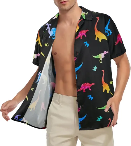 Vista 75 de Camisa hawaiana para hombre, con estampado floral, cómoda, con botones, casual, manga corta, ropa de playa para hombre