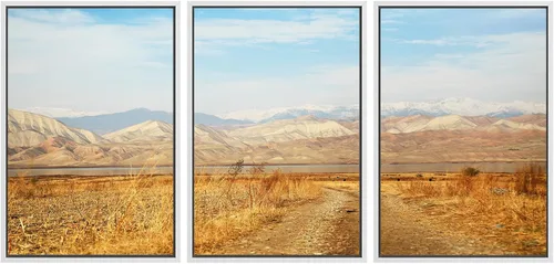 Vista 65 de SIGNWIN Lienzo enmarcado para pared, juego de arte nublado de tormenta, cielo, bosque otoñal, árboles, rústico, naturaleza, fotografía, realismo