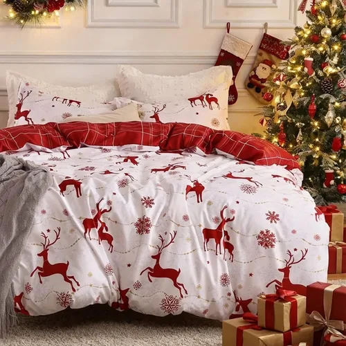 Vista 12 de CAROMIO Juego de funda de edredón de Navidad, de microfibra suave, reversible, ropa de cama decorativa festividades + 1 funda de almohada
