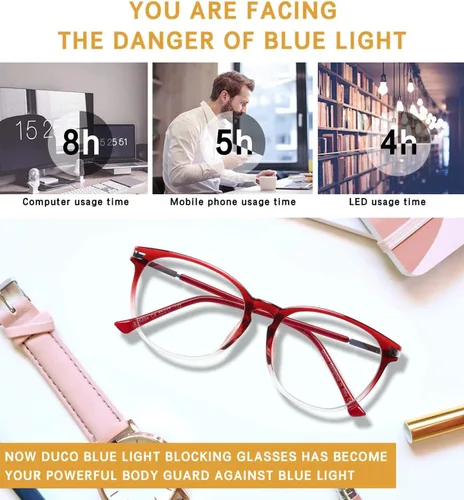 Vista 5 de DUCO Lentes de bloqueo de luz azul para lectura de computadora para hombres y mujeres DC5204