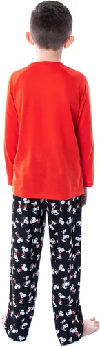 Vista 2 de INTIMO Peanuts Joe Cool Snoopy - Pijama de manga larga raglán y pantalón de 2 piezas para niños, Multi
