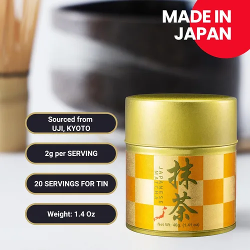 Vista 2 de Matcharl Polvo de Té Matcha Kyoto Uji - Té Verde Japonés de Grado Ceremonial de Primera Cosecha de Kyoto Uji Molido en Piedra (40g / 1.4oz) ORO