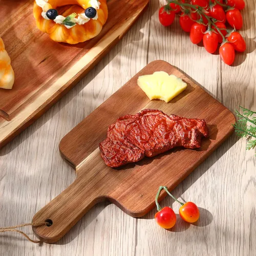 Vista 4 de Geetery 16 Piezas Tablas de Cortar de Madera de Acacia a Granel Tablas de Cortar de Cocina de Madera con Mango Bandeja de Servir Charcutería