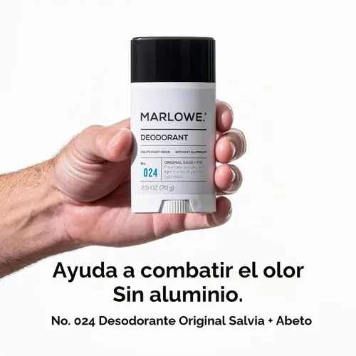 Vista 2 de MARLOWE. Desodorante en barra para hombre sin aluminio, salvia y abeto