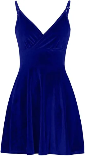 Vista 5 de Vestido cruzado de verano para mujer, playa, fiesta de noche, sexy, de corte bajo, cuello en V, mini vestido de verano con parte superior halter