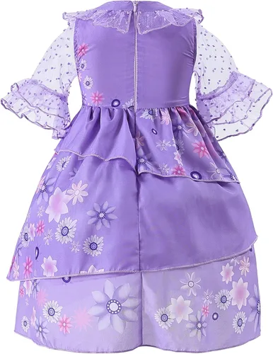 Vista 2 de knemmy Encanto Costume for Girl Mirabel Cosplay Outfit Princess Dress Halloween Christmas Party Dress Up Clothes