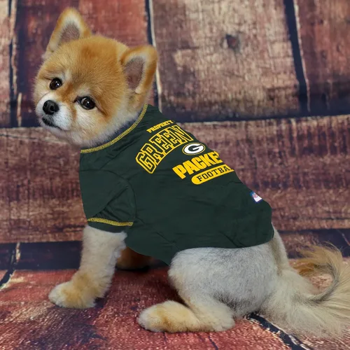 Vista 2 de NFL Green Bay Packers Camiseta para Perros para Mascotas, Talla Mediana. Camiseta para Mascotas con Licencia Oficial con Logotipo del Equipo, Ropa