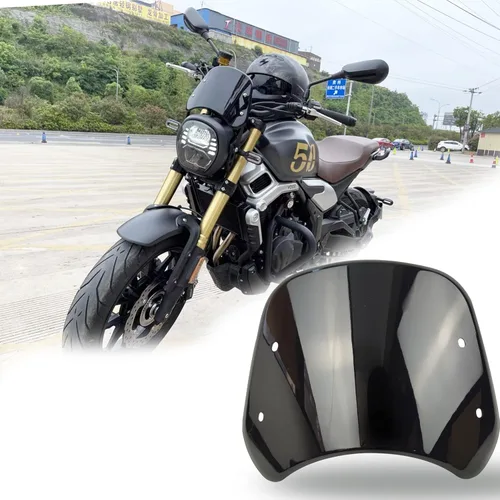 Vista 3 de Parabrisas Universal para Motocicleta Deflector de Viento Parabrisas Pantalla Frontal con Soporte para Motocicleta Faro LED de 5"-7" Pantalla