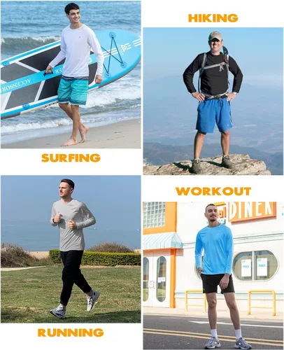 Vista 4 de NAVISKIN - Camisas de protección contra erupciones para hombre, camisetas de natación FPU 50+ con protección solar ultravioleta, de manga larga