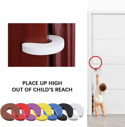 Vista 7 de Protector de pellizco para dedos, 2 piezas. Puertas a prueba de niños hechas con tapón de puerta de espuma suave y duradera. Evita lesiones por Negro