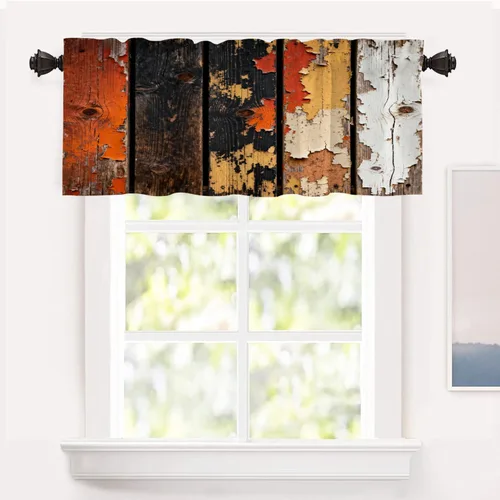 Vista 26 de Shrahala Floral Abstract Design Blackout Curtain Tiers, Minimalist Flower Illustration Kitchen Valance Light Blocking Tier Drapes with Rod Pocket, 2