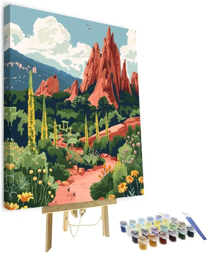 Vista 8 de Kit de pintura por números de playa con rocas para adultos, Moonbend DIY Kit de pintura al óleo, lienzo nocturno, pigmento acrílico, pintura